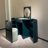 Table de maquillage de luxe haut de gamme en bois massif de style italien moderne personnalisée avec miroir pour salon