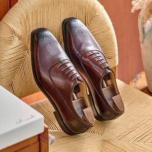 Chaussures habillées en cuir marron classiques rétro de qualité supérieure pour hommes, à bout carré, à lacets, imperméables, pour l'automne - Product Image 1