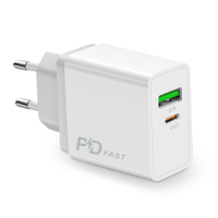 Pengisi Daya Dinding PD Super Cepat dengan Kabel Pengisian Cepat USB-A dan Type-C serta Adaptor untuk I-phone, Tablet, Laptop.