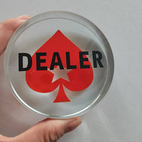 Bouton de croupier en verre cristal rond avec logo personnalisé, transparent et solide, marqueur de table de poker, accessoires de jeu de casino Texas Hold'em