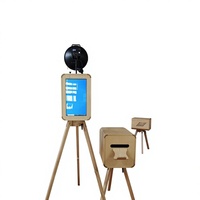 Photomaton en bois double face avec pieds pliables et réglage de la hauteur - Compatible avec iPad et appareil photo - Garantie de 2 ans