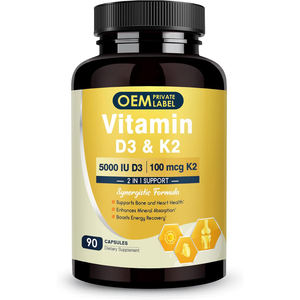 Complément OEM Vitamine D3 + K2 125mcg D3 100mcg K2 MK-7 en capsules avec Zinc, Bore MCT pour la force osseuse, le soutien cardiaque et immunitaire - Product Image 1