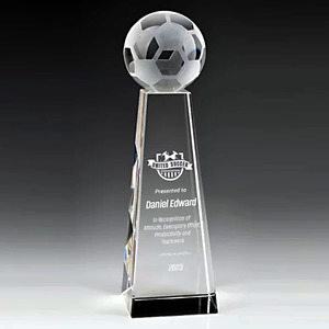 Trophée de football personnalisé en cristal K9, petit trophée en verre avec base or et noir, boîte cadeau faite à la main, récompense de prestige pour le baseball, le basketball et le football - Product Image 5