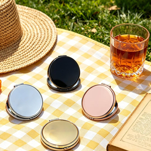 Custom Engraved Metal <b>Compact</b> <b>Mirror</b> with Double Sided Magnification, Luxury Travel Makeup Gift for Bridesmaids Corporate Events - Product Image 6