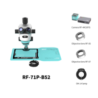 Kit de microscope trinoculaire RF4 71P avec boîtier d'intégration FIS pour l'imagerie 4K, idéal pour la réparation de téléphones mobiles et l'enseignement en direct