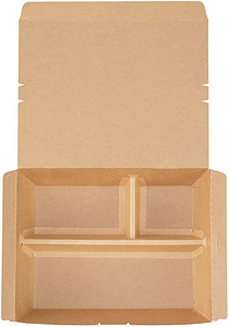 Scatole Bento monouso a 3 scomparti <span class=keywords><strong>in</strong></span> carta Kraft con chiusura a linguetta cartelle per servire cibo caldo/freddo per feste di ristoranti - Product Image 3