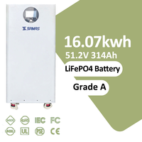 SAMAS - Paquete de Baterías de Litio LiFePO4 de 51.2V, 8-20kWh, Sistema de Almacenamiento de Energía Doméstico Híbrido, Comunicación CAN, BMS Inteligente, 100Ah
