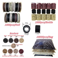 1000 pièces/bouteille Extensions de cheveux Micro anneaux Liens Perles 4,5 mm 5,0 mm Perles doublées de silicone Outil pour extensions de cheveux