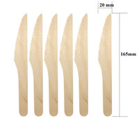 Mini couteau en bois compostable de 165mm en forme de feuille de qualité alimentaire sûr et respectueux de l'environnement durable en bois