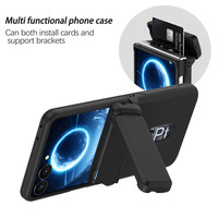 Étui pliable portable pour Samsung Galaxy Z Flip 8 7, avec fente pour carte intégrée, charnière à ressort, support caché, protection intégrale antichoc
