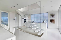 Bande d'escalier en bois et plastique, livraison gratuite, faisceau en acier, escalier en verre, accoudoir