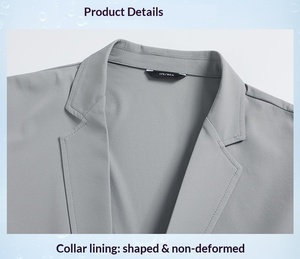 Blazer d'été pour hommes, veste de costume extensible anti-plis à deux boutons, style sport coréen, séchage rapide, hauts décontractés pour affaires - Product Image 5