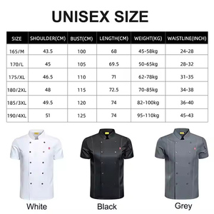 Hotel Catering trabajo Chef abrigos Logo Unisex pecho restaurante camisa hombres camarero uniforme cocina manga corta - Product Image 4