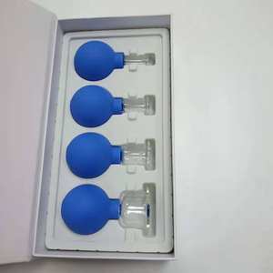 Keluaran baru Set bekam 5 cangkir kaca datar, pijat TCM karet badan kotak hadiah alat terapi hisap vakum grosir - Product Image 5