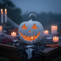 Citrouille d'Halloween en céramique blanche Hotsale avec lumière LED