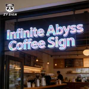 Letrero de Espejo Infinito para Cafetería al Aire Libre, Letras Personalizadas, Logotipo Luminoso LED de Neón, Letrero Comercial - Product Image 1