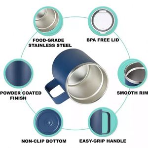 Logo Printed Stainless Steel Water Cup With Handle Double Wall Tumbler 12Oz Tumbler Coffee Travel Mug With Handle Tumblr Cups - Product Image 6