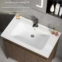 Ensemble de meuble-lavabo autoportant en aluminium spatial avec lavabo en céramique intégré pour salle de bain