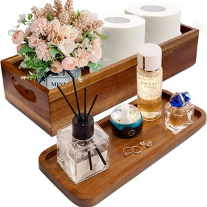 Solid wood tissue box, bathroom natural wood <b>perfume</b> <b>tray</b>, wooden household storage box with handle - Product Image 1