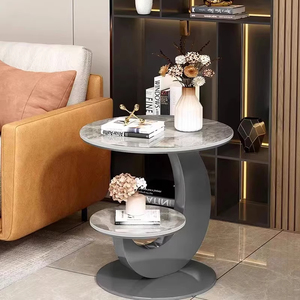 Table console moderne de luxe en roche, double niveau, au design épuré pour salon, villa, hôtel et appartement - Product Image 3