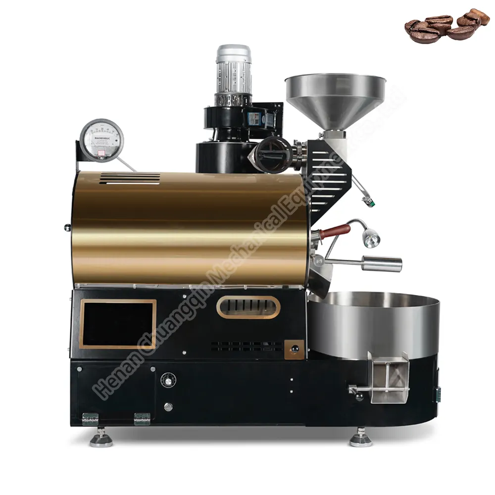 Tambor de hierro fundido de aire caliente comercial eléctrico máquinas de bricolaje para el hogar tostador de granos de café 2 kg
