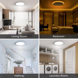 12 inch <span class=keywords><strong>LED</strong></span> Flush núi trần ánh sáng lịch thi đấu với ánh sáng ban đêm 24 Wát điều khiển từ xa Dimmable vòng trắng Đèn trần cho phòng ngủ - Product Image 4