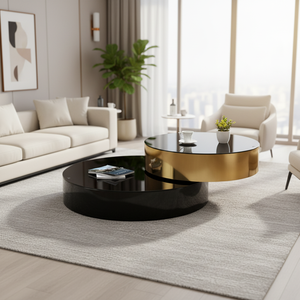<span class=keywords><strong>Table</strong></span> <span class=keywords><strong>basse</strong></span> <span class=keywords><strong>ronde</strong></span> minimaliste moderne avec plateau en verre trempé <span class=keywords><strong>et</strong></span> pieds en acier inoxydable <span class=keywords><strong>noir</strong></span> <span class=keywords><strong>et</strong></span> <span class=keywords><strong>or</strong></span> pour le mobilier de salon - Product Image 3