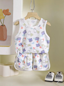 Conjunto de Dos Piezas de Ropa Infantil de Primera Calidad, Pantalones Cortos y Chaleco con Dibujos Animados - Product Image 5