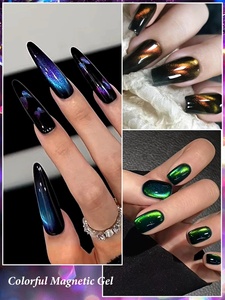Cat Eye Glue Rainbow <b>Black</b> Fireworks Light Cat Magnetic Gel Nail <b>Polish</b> Shiny Super Silver-Light Holographic Varnish - Product Image 5