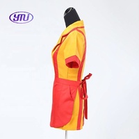 Uniforme de serveuse jaune avec tablier rouge, robe de cosplay pour femmes, anniversaires, carnaval, cosplay