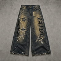 TaiDe – Fabricant de vêtements sur mesure, jeans vintage délavés à jambe large, déchirés et appliqués, OEM ODM, avec assurance commerciale