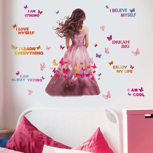 Pegatina de <span class=keywords><strong>pared</strong></span> ecológica de PVC impermeable con <span class=keywords><strong>frases</strong></span> <span class=keywords><strong>en</strong></span> inglés y diseño de flores y mariposas <span class=keywords><strong>para</strong></span> la habitación de niñas, decoración de la sala de estar. - Product Image 6