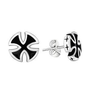Pendientes de tuerca con diseño geométrico de cruz, acero de titanio CF061, joyería de moda unisex - Product Image 1