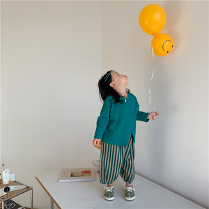 2024 enfants printemps et automne coton et <span class=keywords><strong>lin</strong></span> bande verticale bloomers style ample <span class=keywords><strong>pantalon</strong></span> à neuf points pantalons décontractés - Product Image 6