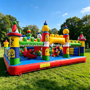 Château gonflable de luxe personnalisé pour enfants, grande structure de jeu gonflable avec filet de sécurité, centre de jeux intérieur/extérieur, lit de saut - Product Image 1