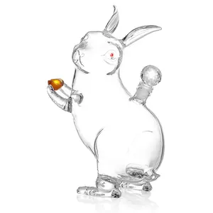 गर्म बिक्री राशि चक्र पशु आकार ग्लास हाथ से बने खरगोश XO व्हिस्की ब्रांडी शराब बोतल बोतलें शीशे की सुराही