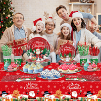 Ensemble de vaisselle populaire pour fête de Noël, assiettes, gobelets et serviettes de Noël pour les célébrations et événements festifs