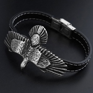 Pulseras de Cuero con Diseño de Águila, Joyería para Hombre, Acero Inoxidable, Regalos, Estilo Europeo y Americano, Brazalete en Oferta - Product Image 4