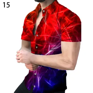 W82R High Quality Fashion Loose Short Sleeved Shirt Digital Printed T Shirt 3d Men's Top Tie Dye Casual Men's Polo Shirts