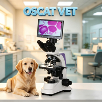 OSCAT Veterinary Medical Equipment Trinocular Microscope with 12 Inch Display 5MP HD Imaging for Pet Diagnosis Lab