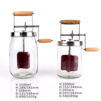 Vente en gros 1L 1.5L baratte à beurre à manivelle pot Mason Machine à beurre Baratte Mason Jar