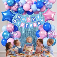 Décorations d'anniversaire personnalisées, kits de ballons avec guirlande Joyeux Anniversaire et rideau à franges pour fête de naissance ou anniversaire