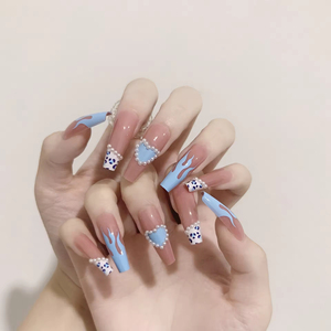 24 <span class=keywords><strong>Uñas</strong></span> Postizas <span class=keywords><strong>de</strong></span> Lujo con Diamantes Brillantes, Cobertura Completa, Forma Almendrada, Ovalada y <span class=keywords><strong>de</strong></span> Ataúd <span class=keywords><strong>para</strong></span> Dedos - Product Image 1