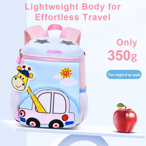 Sac à dos d'école maternelle 1-6 ans unisexe, motif dessin animé voiture, léger, protection dorsale en néoprène - Product Image 4