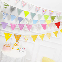 Polyester personnalisé intérieur célébration d'anniversaire 20*30cm Triangle bruant fanion drapeau bannière fête décoration mur ensembles
