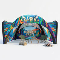 Tente de camping gonflable de luxe imperméable 4 saisons, tente de cabine extérieure robuste avec cheminée