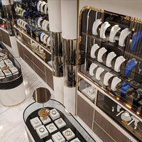 Vitrine de luxe pour bijoux avec éclairage LED, en verre trempé, écologique, couleur personnalisable pour bijoux
