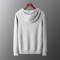 Sweat à capuche en pure laine pour homme, pull tricoté à capuche pour l'automne et l'hiver avec poches, logo personnalisé, vente en gros d'usine OEM ODM