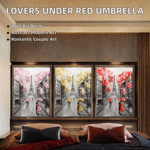 Manluo Lovers Red Umbrella Canvas Watercolor Modern Abstract Street Landscape Stampe da parete Decorazioni per la casa Senza cornice - Product Image 2