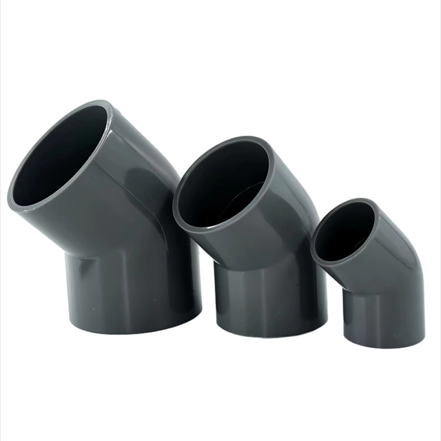 ASTM UPVC 45° Dark Gray Angled Elbow Water Pipe Fittings Industrial Chemical Pipeline Joint Hardware Accessories
